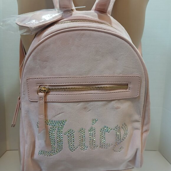 Juicy couture pink velour mini backpack with rhinestone logo nwt main image 11